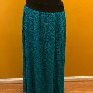 LuLaRoe Teal Lace Maxi Skirt Size M